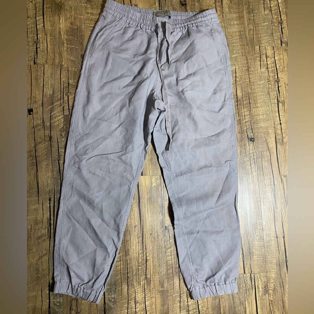 J. Crew Point Sur Womens Seaside Pants Grey pull linen elastic waist joggers 4